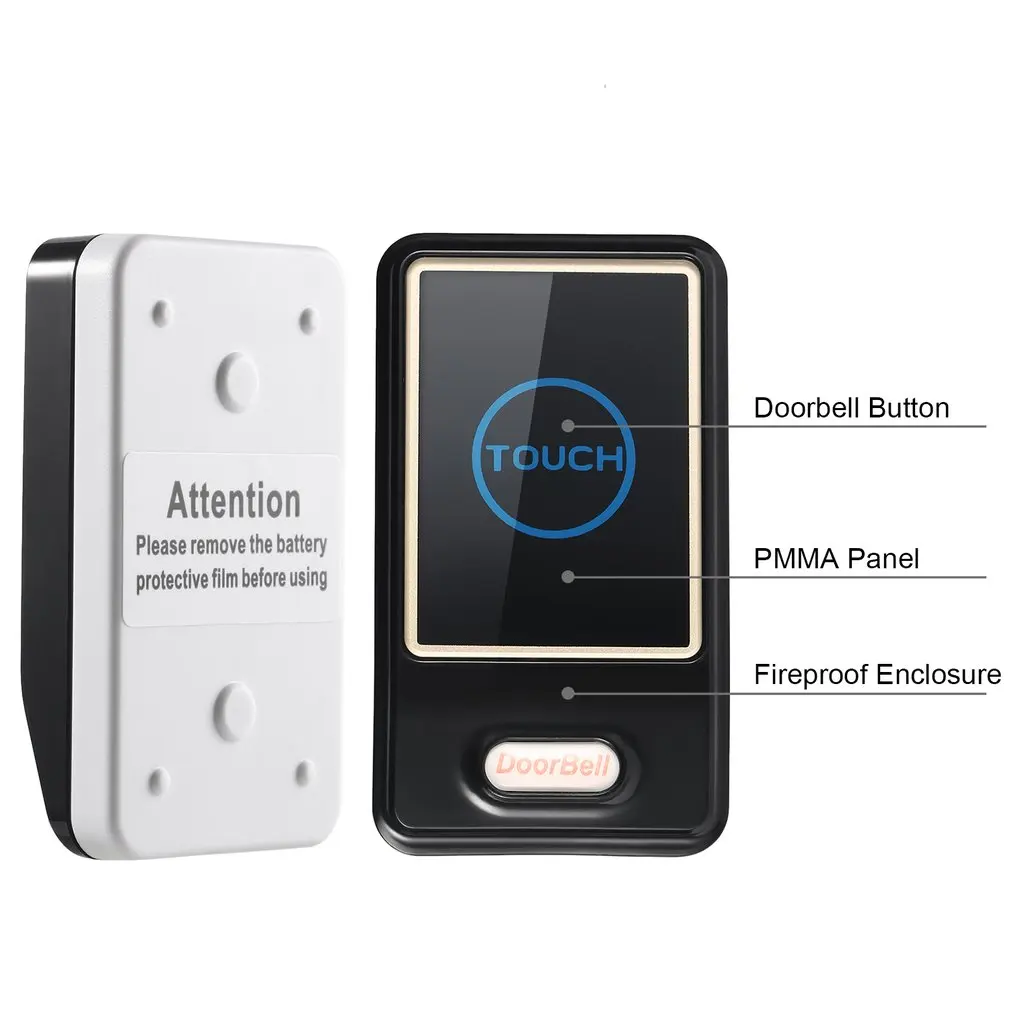 

Energy Saving one Touch Sensor Button Ultra-long Distance Control Optional Waterproof Transmitter Wireless Digital Doorbell