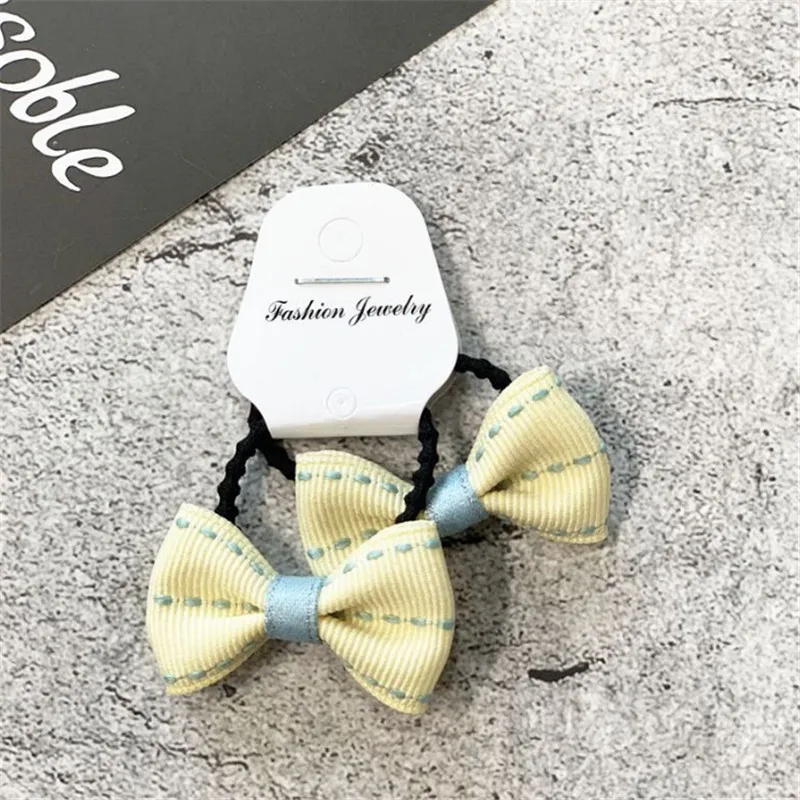 set 24 10 компл./лот милое платье в клетку с галстуком-бабочкой резинки для волос Ободки принцесса резинки для волос Веревка хвост держатель Детские аксессуары для волос - Цвет: set 24