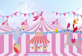 

HUAYI Photography Backdrop Studio Background Baby Birthday Photo Booth Cartoon Circus Tent 3 Kinds Materials W-3533