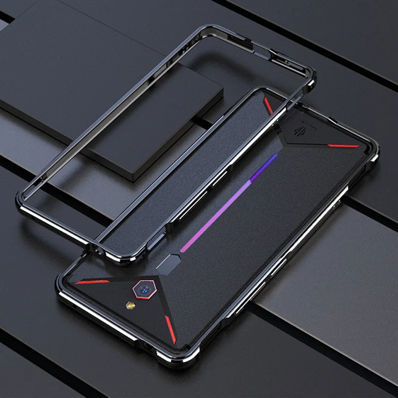 Для zte Nubia Red Magic 3 чехол металлический бампер смешанные цвета твердая Броня задняя крышка для Nubia Red Magic 3 Чехол алюминиевая рамка Funda - Цвет: Black Silver