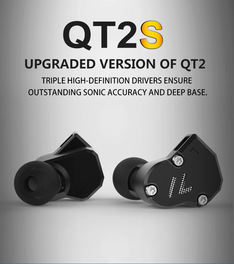 Reponext QT2s 2DD+ 1BA гибридные наушники в ухо, Аурикулярные HIFI DJ монитор для бега, спортивные наушники для телефонов