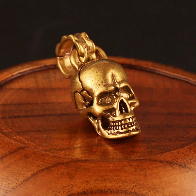 skull head pendant brass (2)