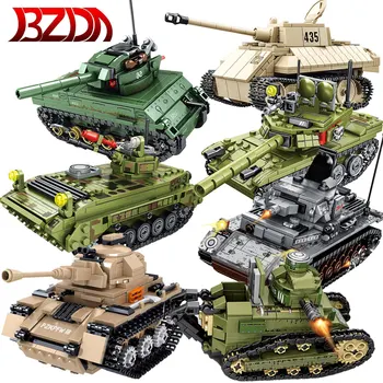 

BZDA Military WW2 324 PCS Type 85 Main Battle Tank Building Blocks Technic Weapon War Toy Tank Army Soldiers Blocks Kids Toys