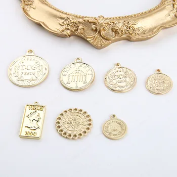 

6pcs European and American retro alloy Coin Drop Dangle Earrings for Women Round pendant DIY jewelry earrings necklace material