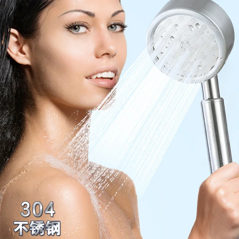 

Supercharge Shower Nozzle Shower Set Handheld Sprinkler Shower Head Single-head Stainless Steel Rain Showerhead Negative Ion