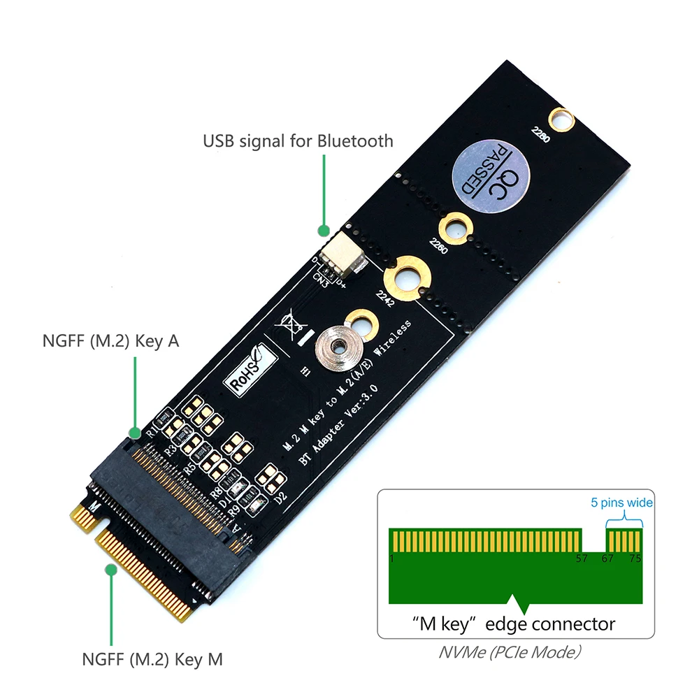 M.2 Wifi адаптер беспроводной Wi-Fi и bluetooth-адаптер адаптер PC Wifi адаптер M.2 NGFF ключ A к M.2 ключ M конвертер карта для Intel 8265 9060