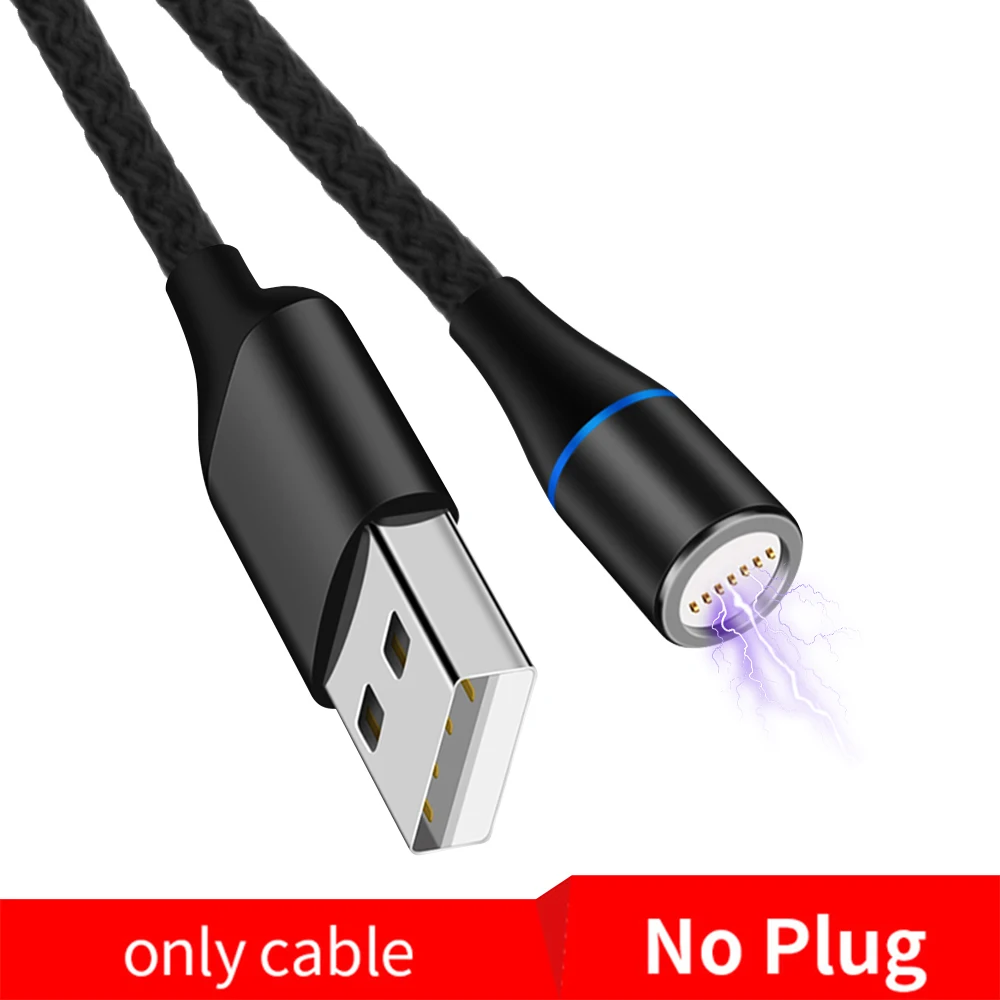 Cable Магнитный кабель Micro USB, магнитный кабель для быстрой зарядки, 3 А, кабель usb type C, 1 м, провод для Android, для мобильного телефона, шнур для быстрой зарядки и передачи данных на телефонах - Цвет: Cable