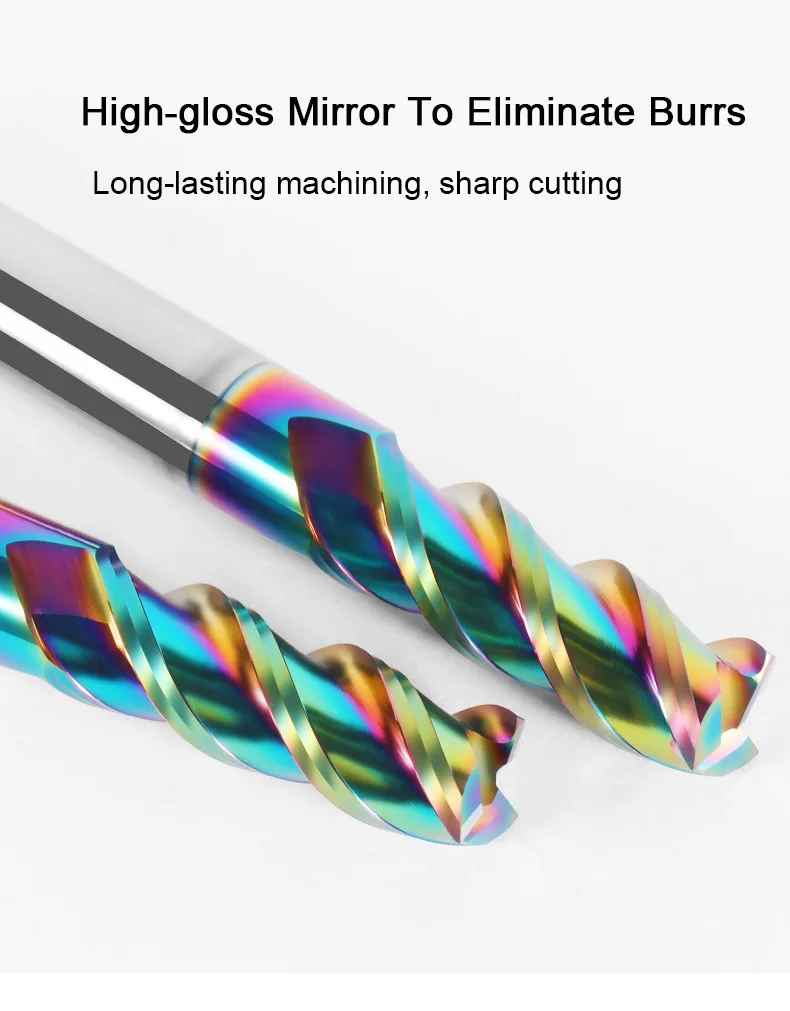 Colorful End Mill Aluminium HRC55 3F Milling Cutter Acrylic Wood Copper Plastic Cutting Tool CNC Maching Milling Tools Endmils