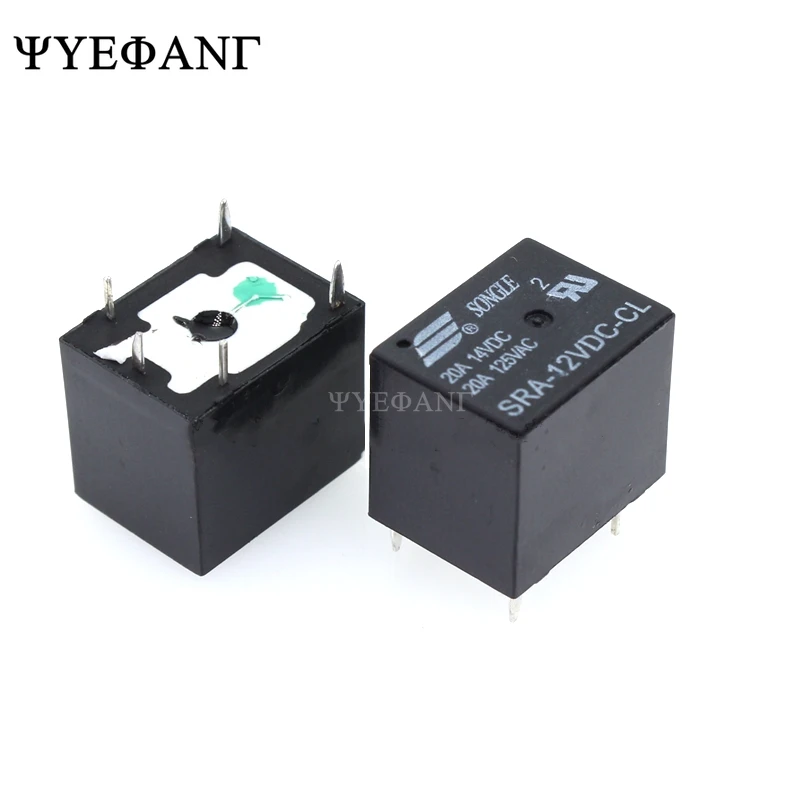 5 шт. 12 В 20A DC мощность реле SRA-12VDC-CL 5Pin PCB тип в наличии ЧЕРНЫЙ автомобильное |