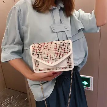 

2019 Autumn Fashion New Female Square Tote bag Quality Woolen Women's Designer Handbag Ladies Chain Flap Shoulder Crossbody Bag