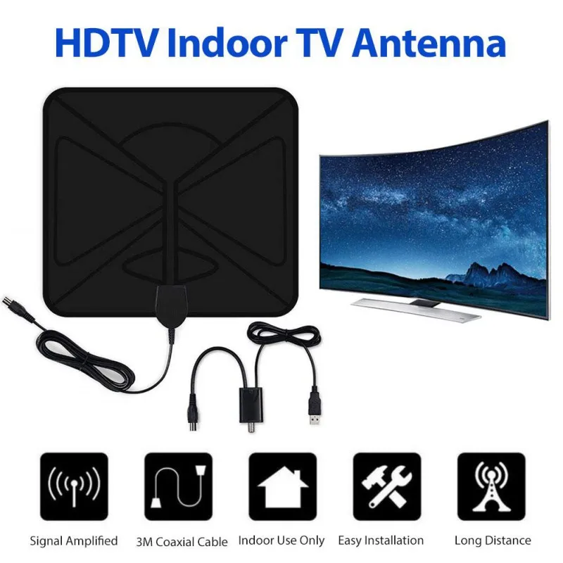 ТВ антенна Freeview с усилителем сигнала 1680 милей внутренняя HDTV антенна 4K HD разрешение