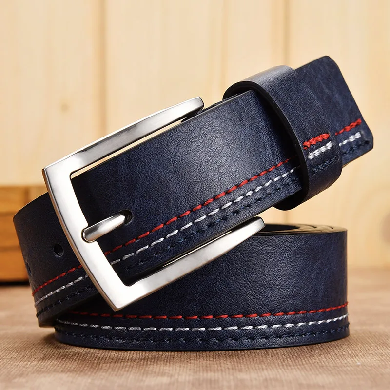 Dark Blue Новая мода, мужские ремни из натуральной кожи, дизайнерский ремень для отдыха, мужской ремень с пряжкой, деловой мужской ремень, Прямая поставка - Цвет: Dark Blue