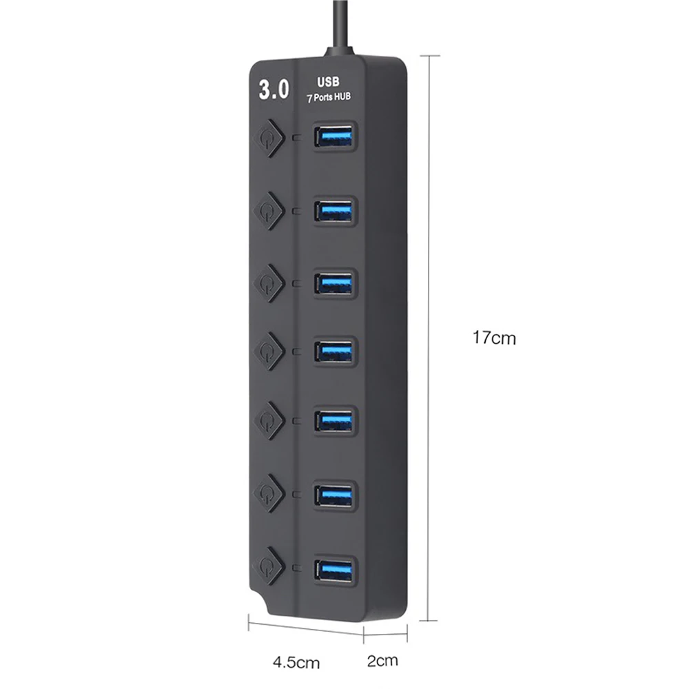 Для ПК компьютер Мульти USB 3,0 usb-хаб высокоскоростной 4/7 портов 5 Гбит/с высокая скорость включения* выключения переключатели адаптер питания переменного тока