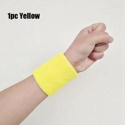 Colorful Cotton Fiber Sweat Wristbands - Sporty Accessories (Yellow)
