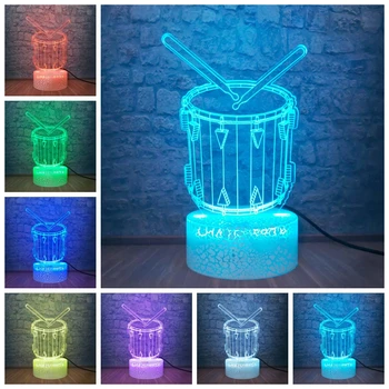 

Drums 3D Led Night Light Led Acrylic Colorful lights Model Illusion Kids Table Lamp Home Atmosphere Decor Creative Holiday Gift