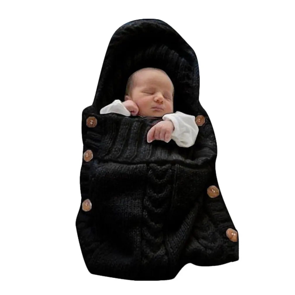 Lz245 Infant Knitted Wool Sleeping Bag Button Photography Blanket Car Sleeping Bag Comfortable Sleeping Bag