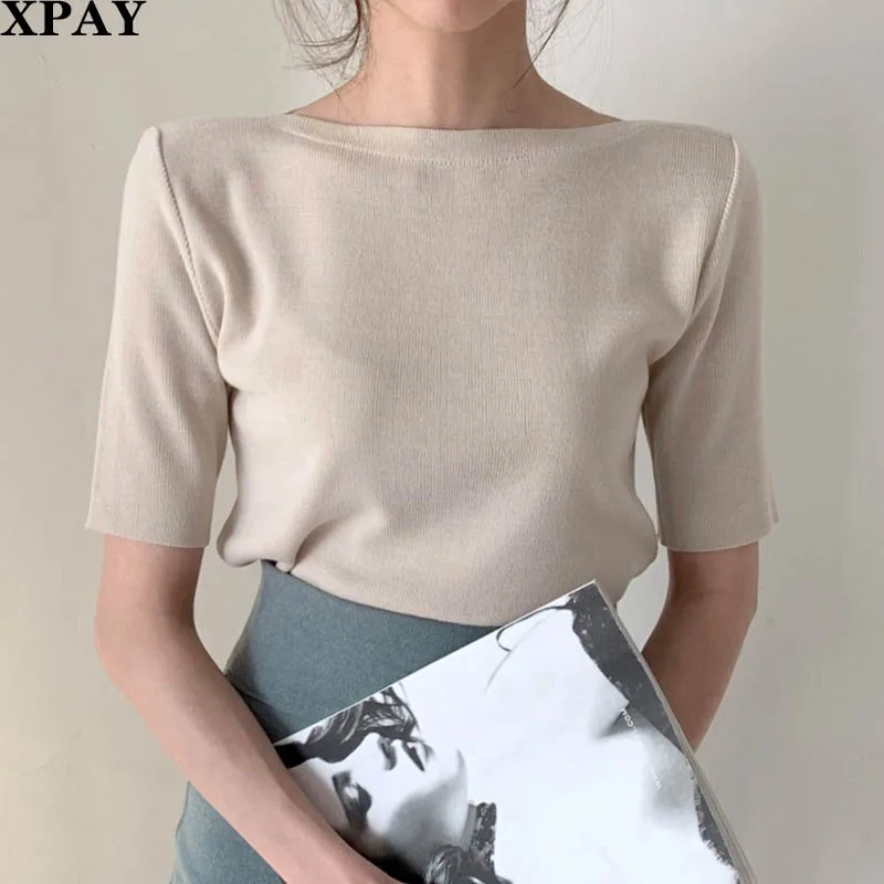 

New Arrival 2020 Summer Casual Slim Fit Ladies Tees Solid O Neck Half Sleeve Knitting Tops Female Cotton Basic T Shirts Women