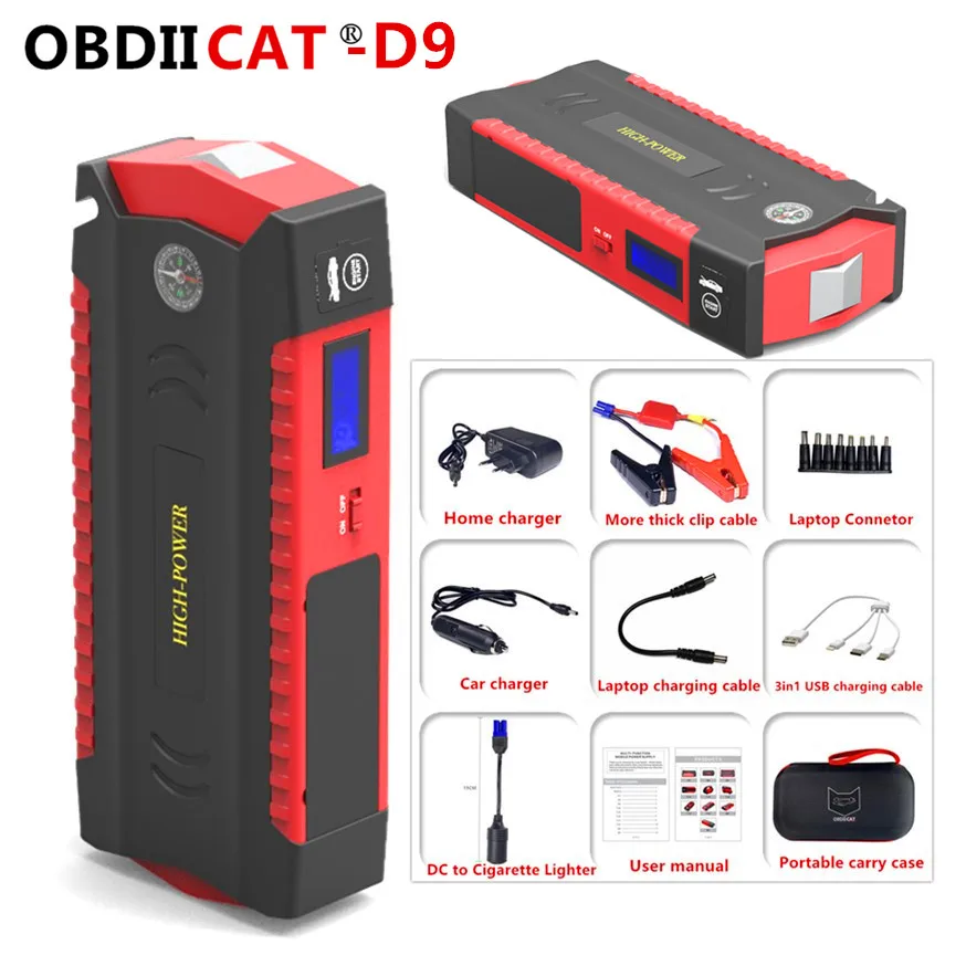 NEW OBDIICAT D9 Car Jump Starter Starting Device Battery Power Bank 600A Auto Buster Emergency Booster Charger |