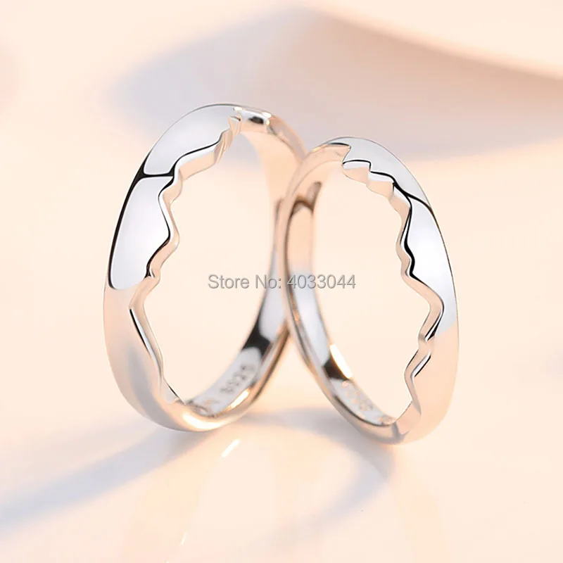 

Pure 925 Sterling Silver Couple Rings Adjustable Band In Silver For Lovers Engagement Ring 925 Silver Jewelry OnlyArt Jewelry