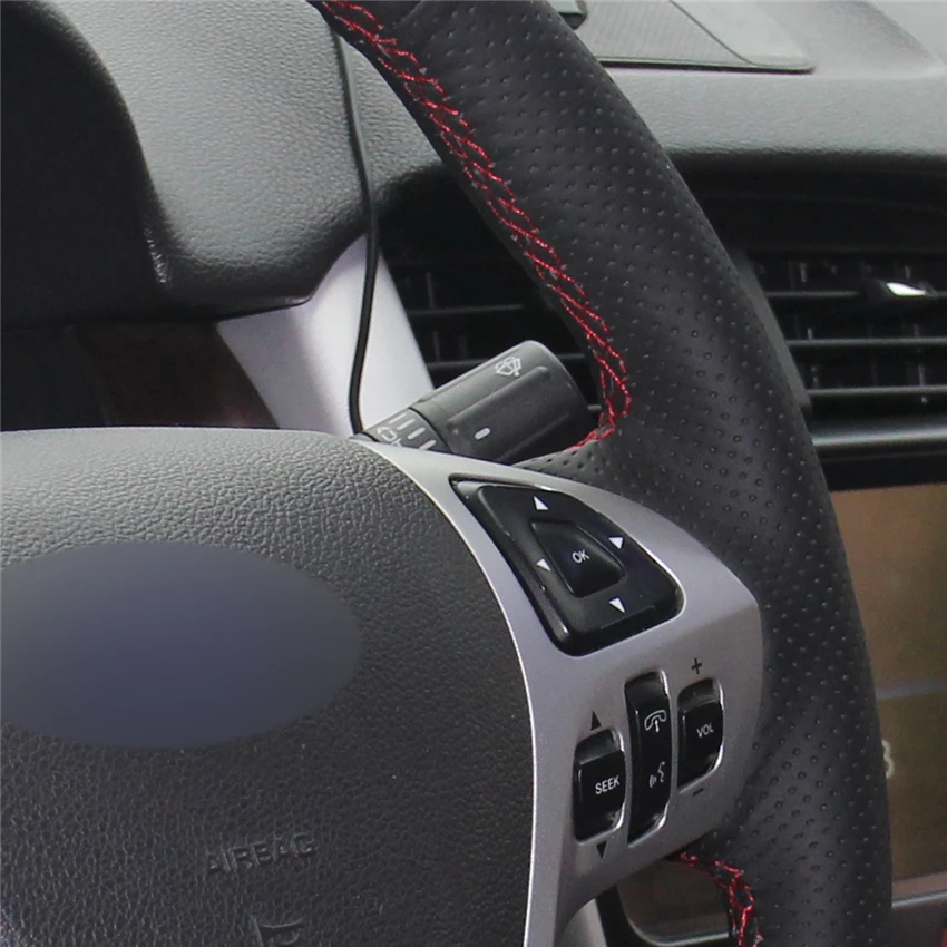 Ручная сшитая черная крышка рулевого колеса из натуральной кожи для Ford Explorer 2011- aurus 2013- Edge 2011