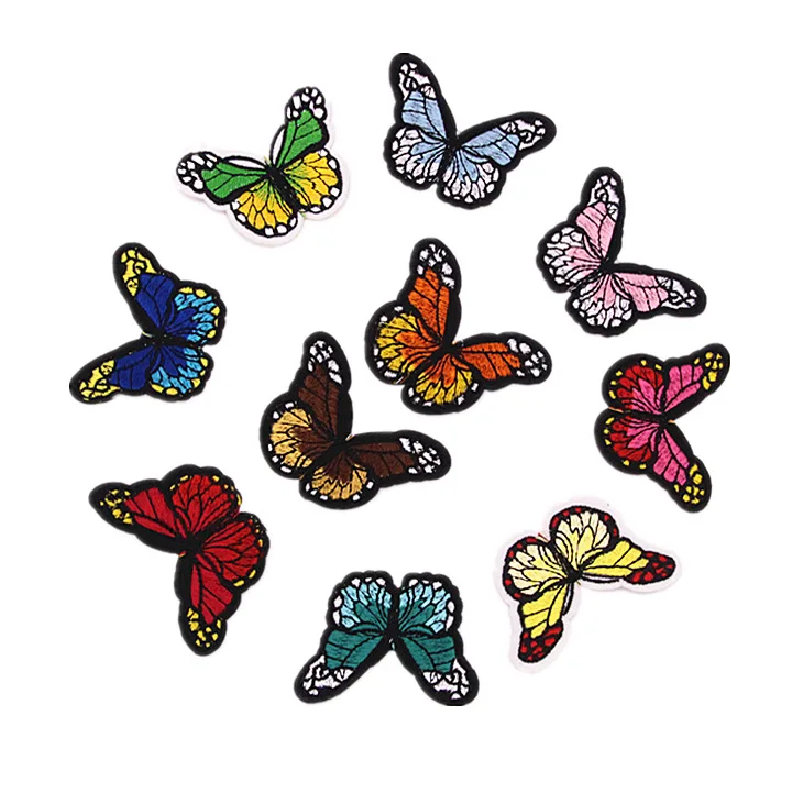 

Iron on Butterfly Patches for Clothing Stripes Embroidered Patches Butterfly Badges Stickers on Clothes for Kids DIY Appliques G