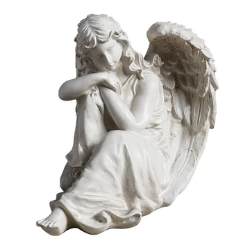 

Nordic White Angel Sculpture Modern Happiness Girl Statue Craft Desk Decor Ornaments Home Decoration Living Room Wedding Gift