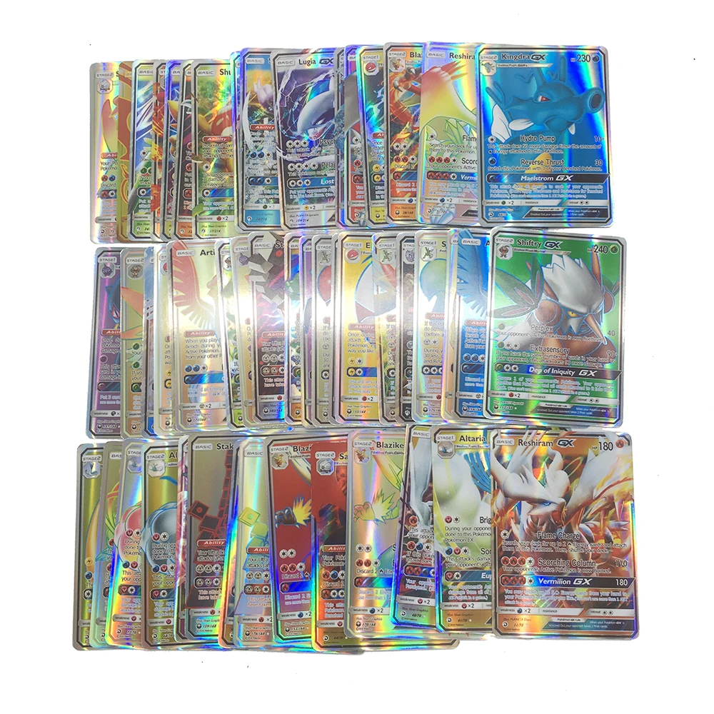 TAKARA TOMY Pokemon, 200 шт, GX, Мега тренажер, флэш-карта, 3D версия, Меч Щит, солнце, луна, коллекционная карта для детей, рождественские подарки