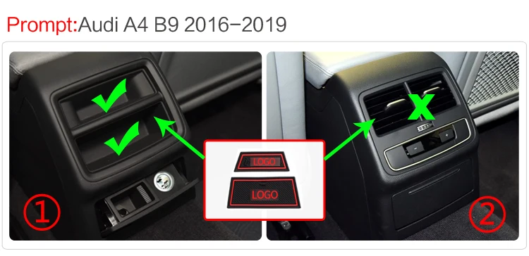 RKAC противоскользящие ворота шлифовальные маты для Audi A4 B8 B9 2008- аксессуары межкомнатный дверной коврик автомобильные подстаканники красный белый