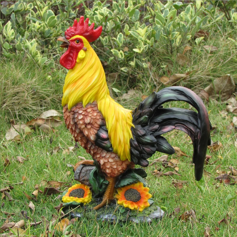 Pastoral Resin Simulation Animal Chicken Hen Home Garden Floor Sculpture Ornaments Outdoor Rooster Figurines Decoration Crafts
