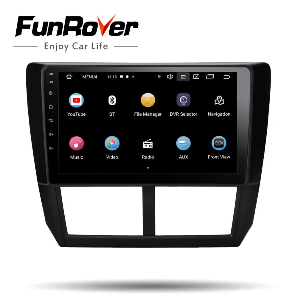 Excellent Funrover 2.5D+IPS Android 9.0 Car Radio Multimedia player GPS For Subaru Forester 2008-2012 2din car dvd navigation vedio gps BT 1
