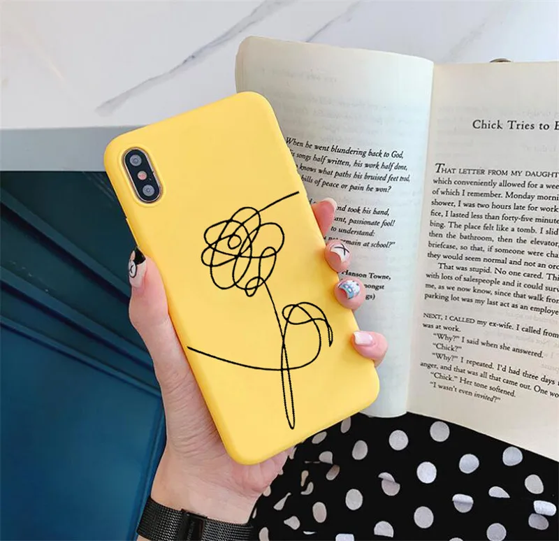 Чехол для телефона с надписью Love yourself Flower kpop для iPhone 7 11 Pro XS MAX XR X 6 6s 8 Plus, мягкий силиконовый чехол с абстрактным рисунком - Цвет: HHSR-22162