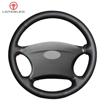 

LQTENLEO Black Artificial Leather DIY Hand-stitched Car Steering Wheel Cover For Chevrolet Niva 2002-2009 Lada 2110 2011-2014