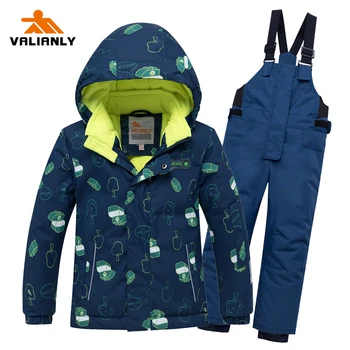 

2020 Winter Kids Ski Suit Children Boys Snow suit Waterproof Kids Ski Jacket Pants 2 Pieces Ski Sets Boys Clothes Outdoor -30C