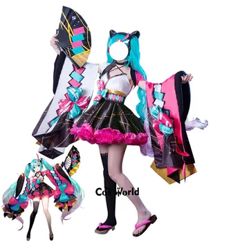 

2020 Vocaloid Magical Mirai Hatsune Miku Summer Festival Yukata Kimono Tops Dress Outfit Anime Cosplay Costumes
