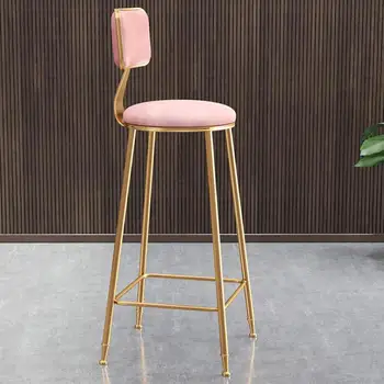 

Northern Europe Light Luxury Bar Chair Ins Simple Net Red Bar Stool Front Desk Coffee Restaurant Leisure Back High Foot Tabl