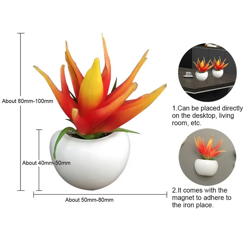 1 шт., наклейка на растения или холодильник, магнит, магнитное растение в горшках, искусственный букет, цветок, суккулент, растение для украшения стен дома