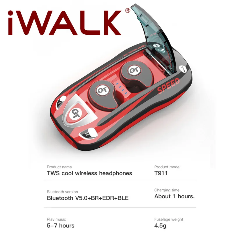 TWS Earphones Wireless Free Gift Hook Racing Patent Model IPX5 Waterproof Bluetooth 5 0 Headsets for IOS Iphone Android Earbuds