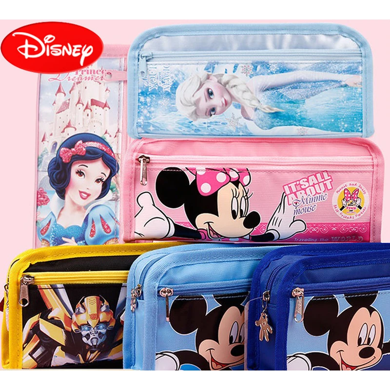 Disney estuche grande de dibujos animados para estudiantes, estuche de lápices gran capacidad, bolsa de almacenamiento de papelería de princesa, suministros escolares, Frozen, Mickey|Estuches escolares| - AliExpress