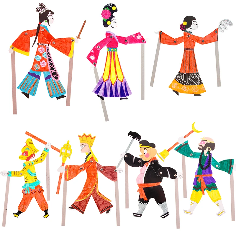 8 ピース セット Diy のおもちゃ影絵芝居キット西遊記キャラクター子供描画手作り材料キット幼稚園おもちゃ クラフトトイ Aliexpress