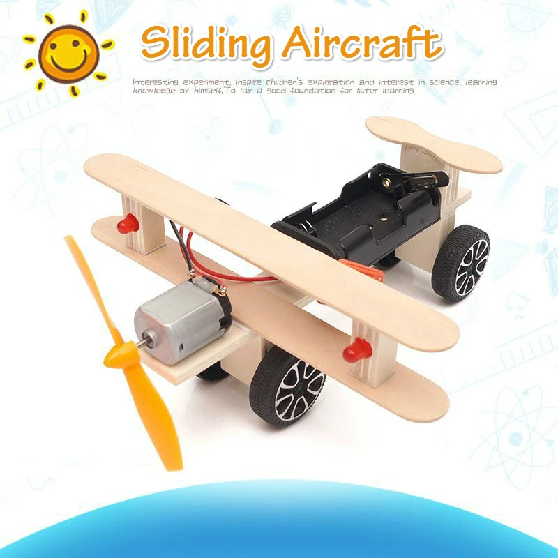 

Creative DIY Toys For Children Wooden Electric Sliding Aircraft Student Science Toys Educational Toys For School Kids Gift