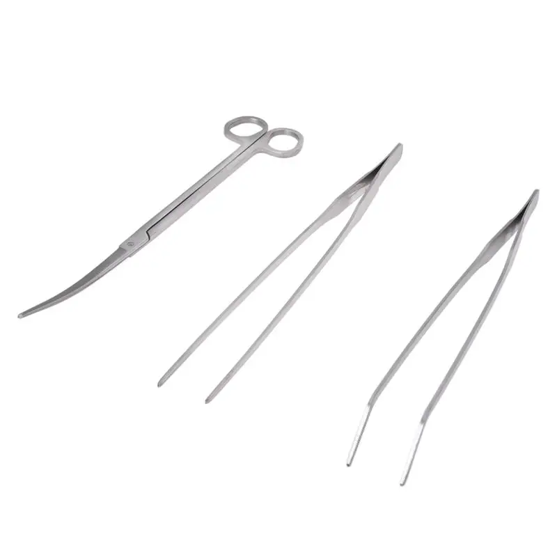 

3 in 1 Stainless Steel Aquarium Tank Aquatic Plant Tweezers Scissors Tools