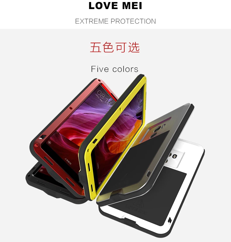 Алюминиевый металлический чехол LOVE MEI для Xiaomi mi x, мощный защитный противоударный водонепроницаемый чехол для Xiaomi mi x Capa Coque