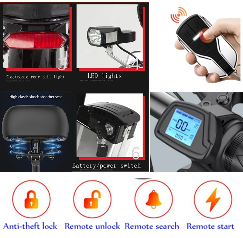 14inch Mini electric bike 350W Powerful folding scooter Mountain electric bicycle 48V32A LG Lithium Battery city e bike two seat