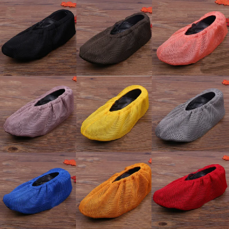 

1 Pair Thicken Reusable Elastic Shoe Cover Home Indoor Antiskid Overshoes Student Mesh Gauze Solid Color Dust Proof Feet Cover