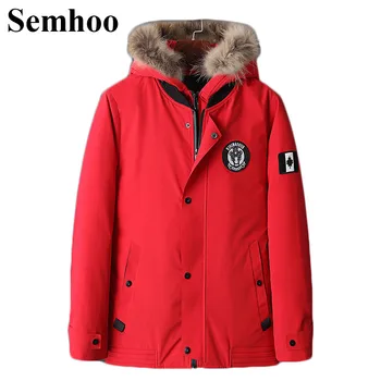 

2019 Winter New Men's Hooded Down Cotton Clothes Fur Collar Warm Thick Plus Velvet Cotton Coat Overwear Plus Size M---4XL