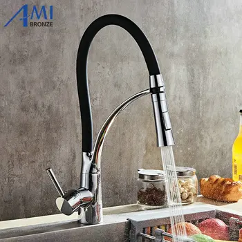 

Colorful Kitchen Faucet Pull Out Sink Basin Mixer Tap 360 Swivel 2-Function Chrome Polished Brass Faucet