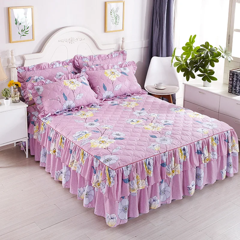 20 Korean Simmons Bed Skirt Quilted Thick Thick Comfortable Brushed Bed Cover Sheets All-inclusive Dust Cover Home Decoration - Цвет: 20