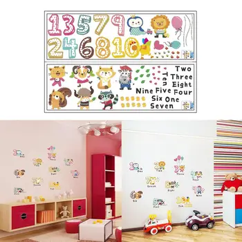 

Number Wall Stickers Children Room Background Wall Decoration Cartoon Animal Sticker Kindergarten Teaching Self-sticking Paper