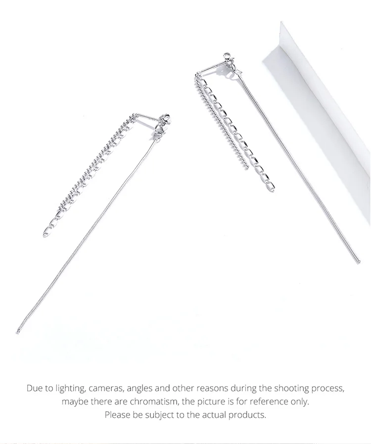 WOSTU Authentic 925 Sterling Silver Ear Threads Earrings For Women Simple Gentle Long Tassels Fashion Jewelry Making FIE790