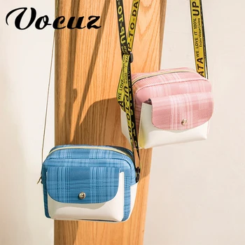

VOCUZ bag women shoulder crossbody handbag PU luxury korean Checked small square bag baguette bags for women 2020mini summer bag